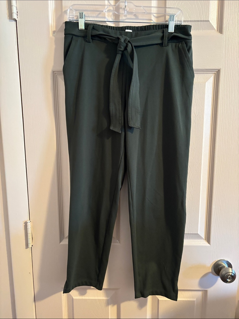 Women's Olive Tie-Waist Pull-On Pants